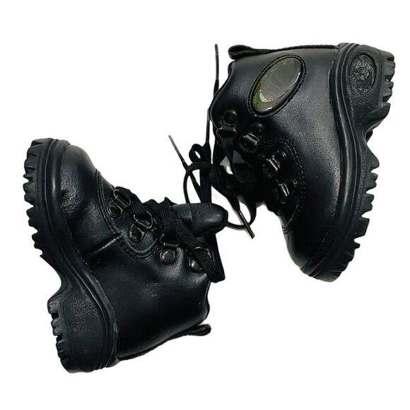 Vintage 90s Perry Ellis AMERICA K-2 Black Leather Hiking Boots - Picture 2 of 9